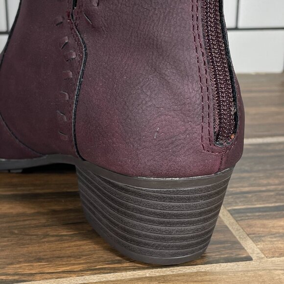 JBU By Jambu Harper Womens Size 8 Shoes Wine Whipstitched Peep Toe Ankle Boots - Picture 5 of 14